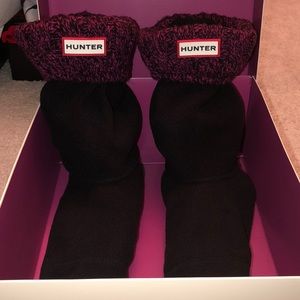 HUNTER 6 stitch cable short boot socks Large
